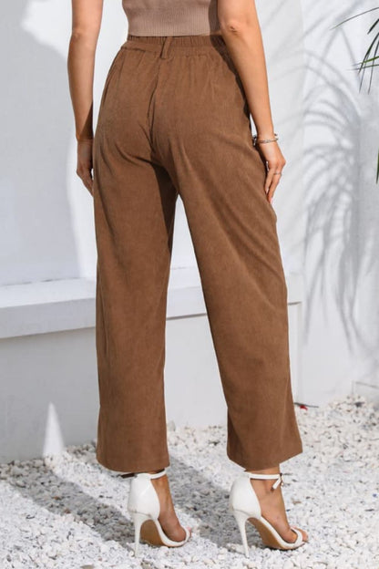 Buttoned  Straight Hem Long Pants