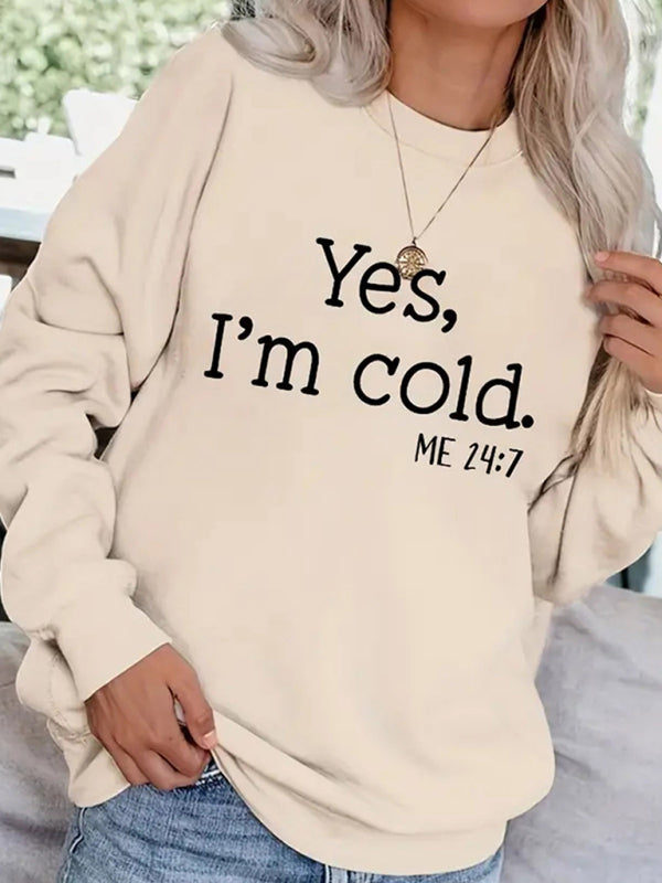 Women's yes letter print crew neck sweatshirt