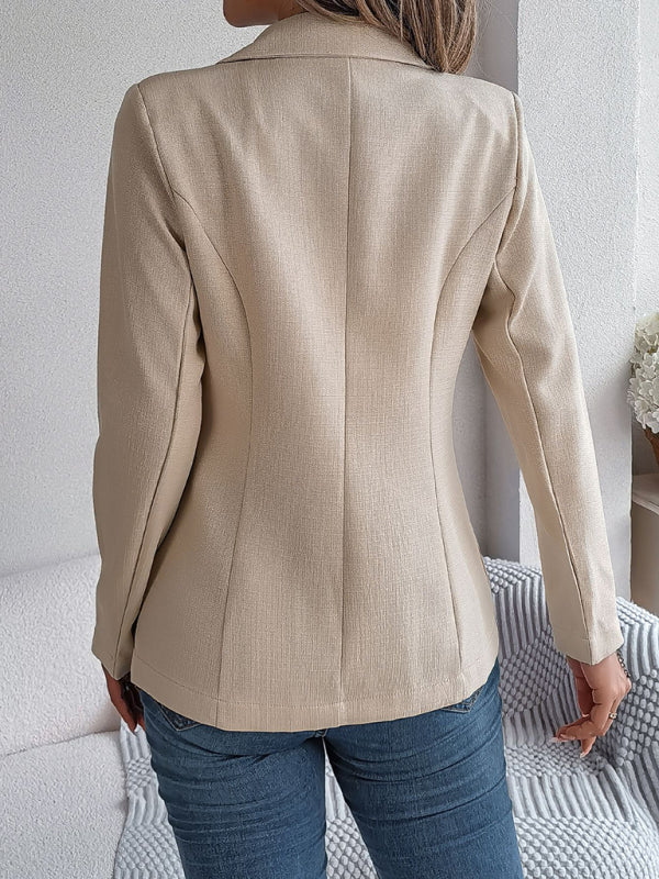 Feminine solid color long-sleeved double-breasted suit