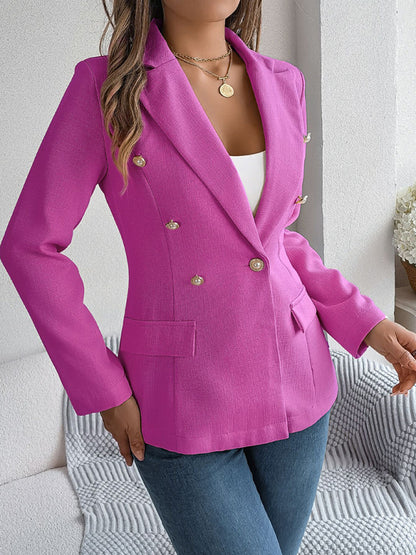 Feminine solid color long-sleeved double-breasted suit