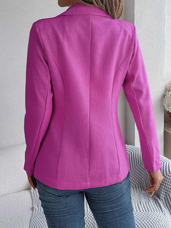 Feminine solid color long-sleeved double-breasted suit