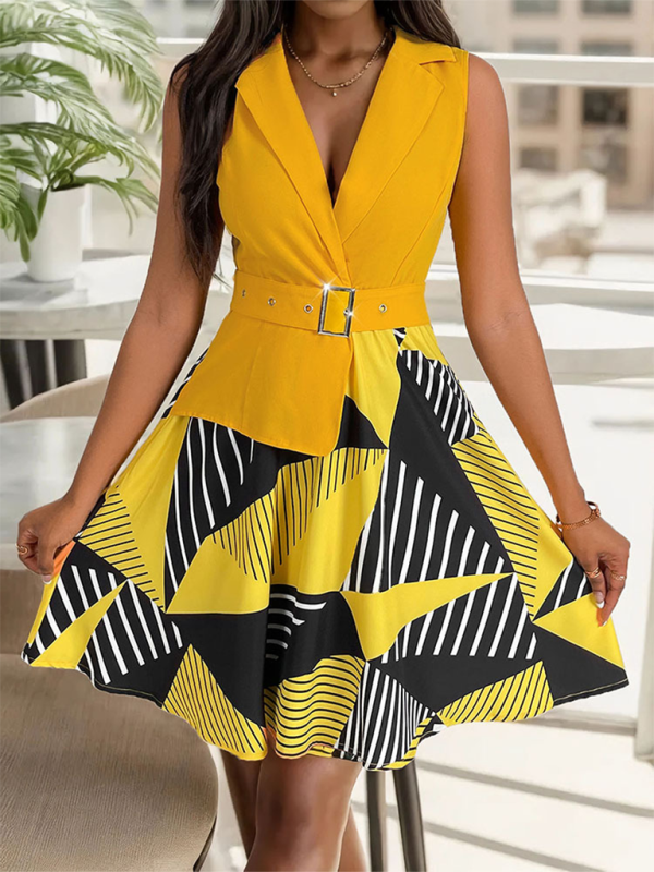 Women's Sleeveless Geometric Print Dress