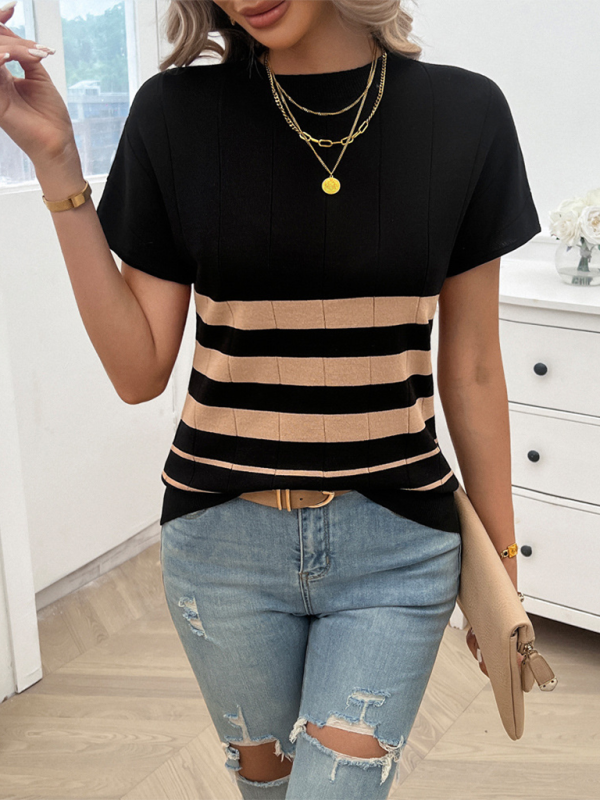 Women's Spring and Summer Temperament Slim Striped Sweater