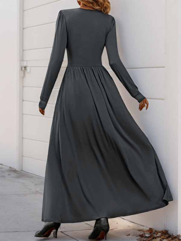 Solid color slit slim dress