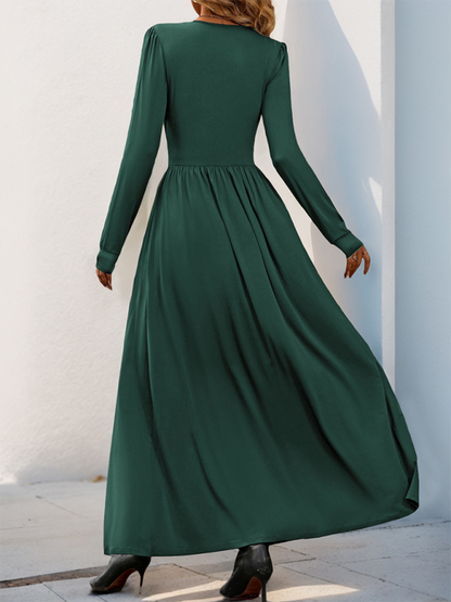 Solid color slit slim dress