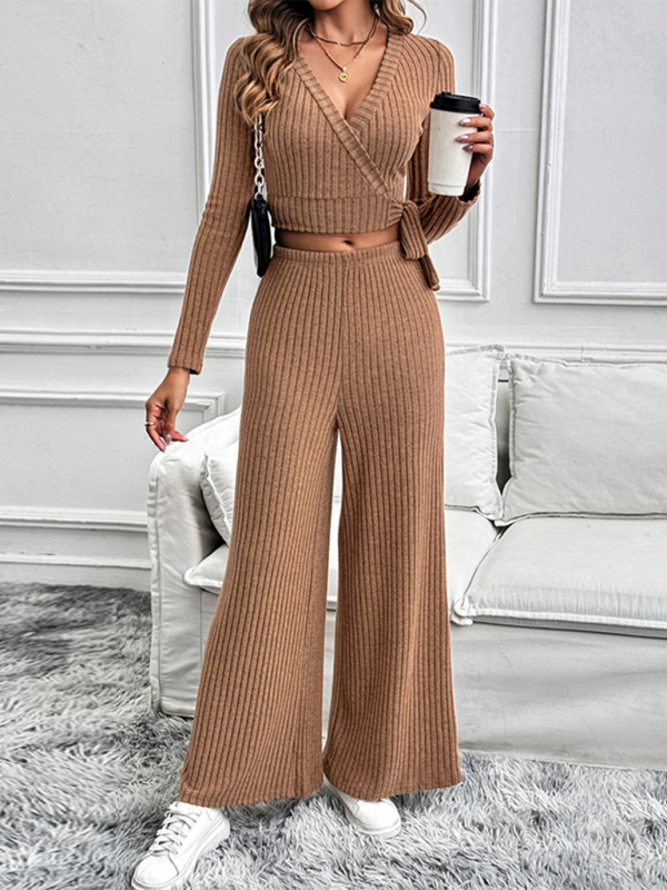 Autumn and winter long-sleeved suit solid color texture basic versatile ladies two-piece suit